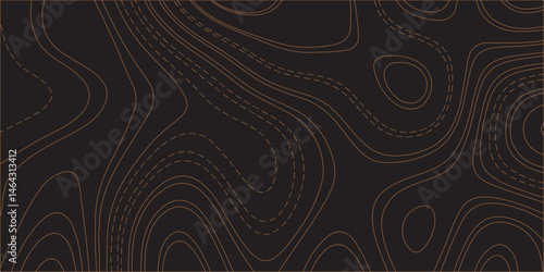 "Create a seamless dark topographic background with fine, contour-style elevation lines in a warm copper or bronze hue. The pattern should feature organic, flowing curves and concentric shapes, evokin