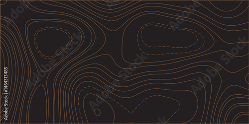"Create a seamless dark topographic background with fine, contour-style elevation lines in a warm copper or bronze hue. The pattern should feature organic, flowing curves and concentric shapes, evokin