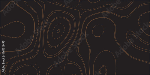 "Create a seamless dark topographic background with fine, contour-style elevation lines in a warm copper or bronze hue. The pattern should feature organic, flowing curves and concentric shapes, evokin