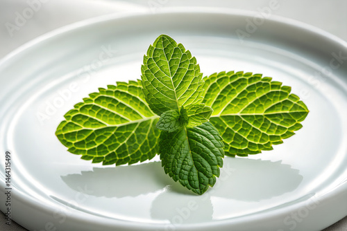 Fresh Mint Leaves on White Plate – Cooling Herbal Ingredient