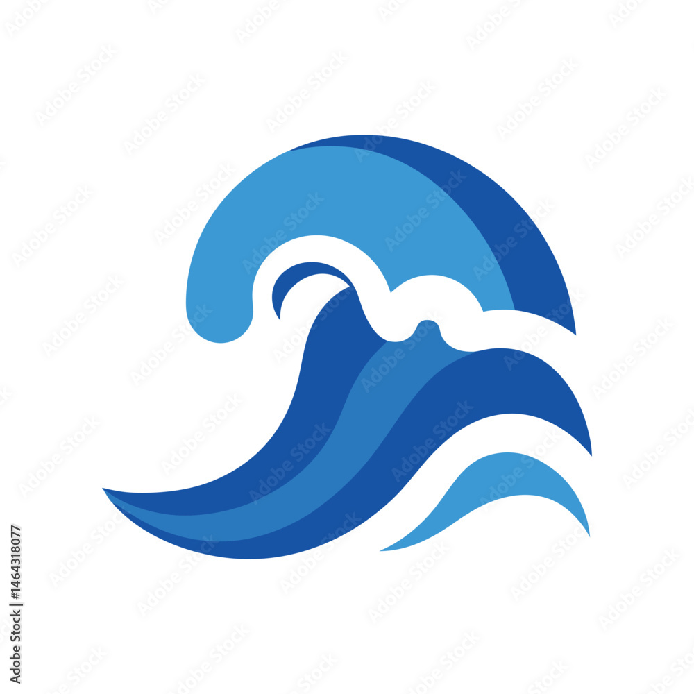Obraz premium Blue Wave Beach Theme Clean Vector Art