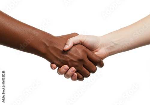 Wallpaper Mural Interracial handshake showing partnership and agreement on white background Torontodigital.ca