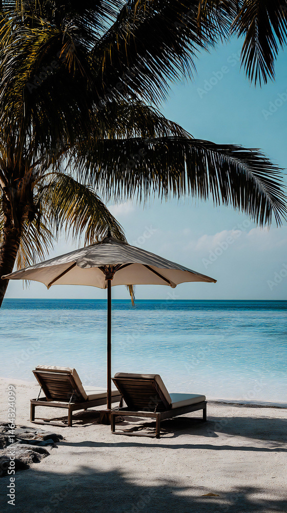 Obraz premium tropical beach with palm trees