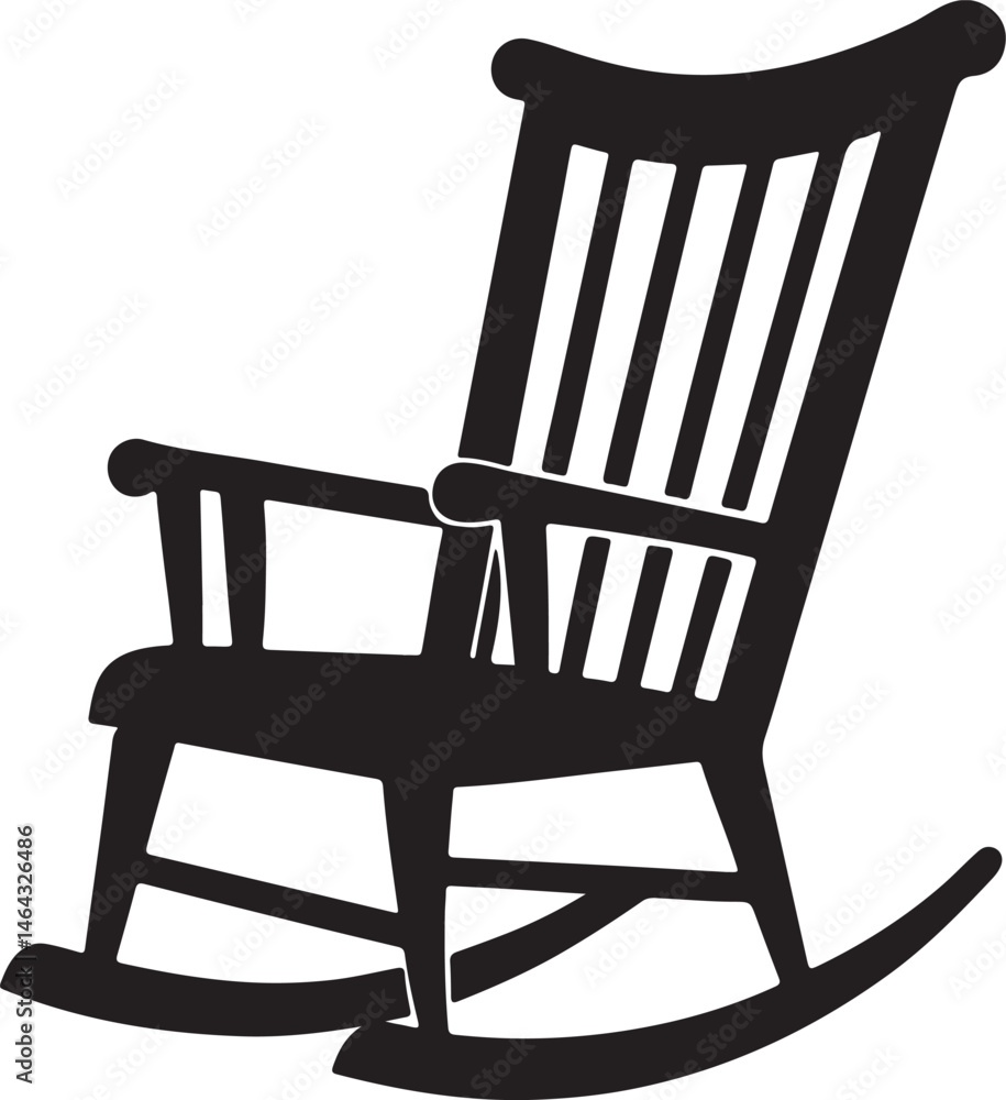 custom made wallpaper toronto digitalwooden rocking chair silhouette, black and white silhouette, vector and illustration