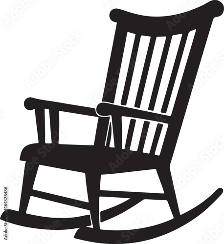 Wallpaper Mural wooden rocking chair silhouette, black and white silhouette, vector and illustration Torontodigital.ca