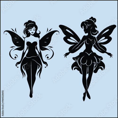 Fairy Silhouette Set, Magical Wings