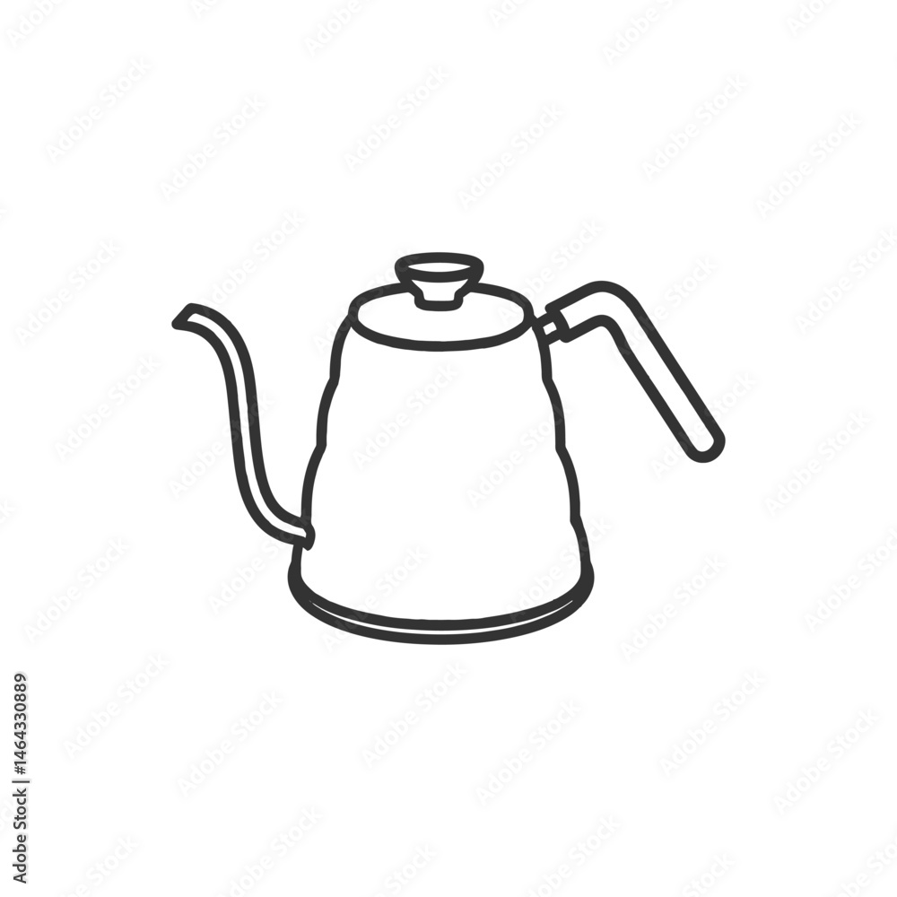 Obraz premium Minimal gooseneck coffee kettle line icon