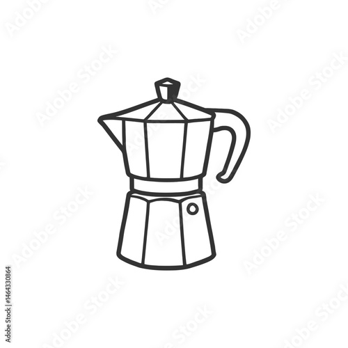 Line drawing of moka pot coffee maker