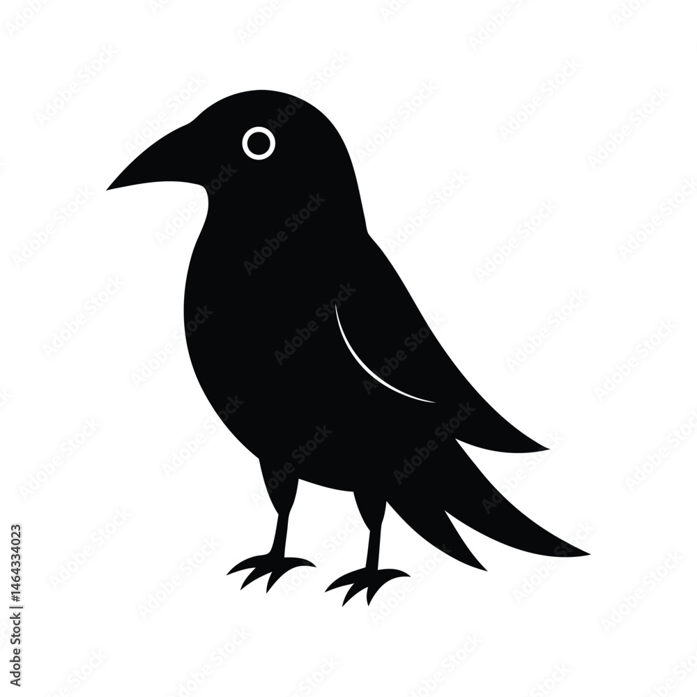 Fototapeta premium Black Crow Gothic Halloween Minimal Vector