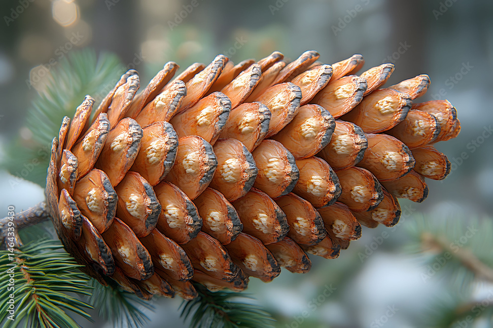 Close-Up of Pine Cone in Forest Setting for Nature and Botanical Design