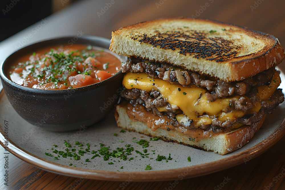Hearty Cheeseburger with Beans: Comfort Food for Casual Dining and Food Photography