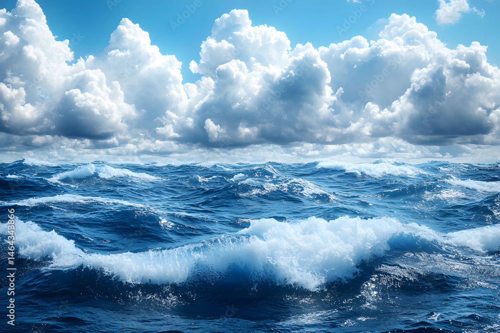 Dramatic Ocean Waves Under Majestic Cloudscape - Nature's Power and Beauty for Coastal Design
