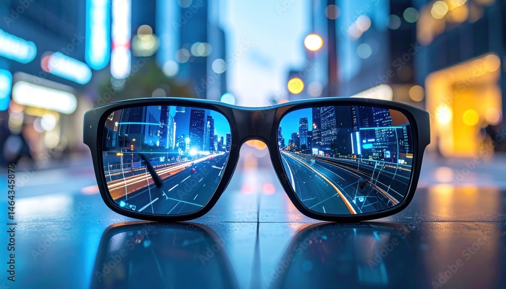 Glasses Reflect City at Night Glasses Reflect City at Night