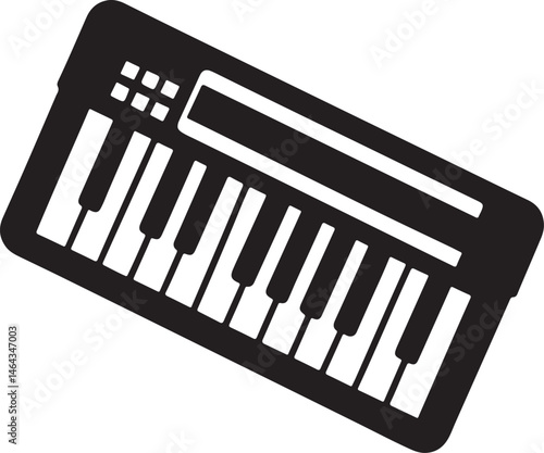 keyboard instruments silhouette, black and white silhouette, vector and illustration