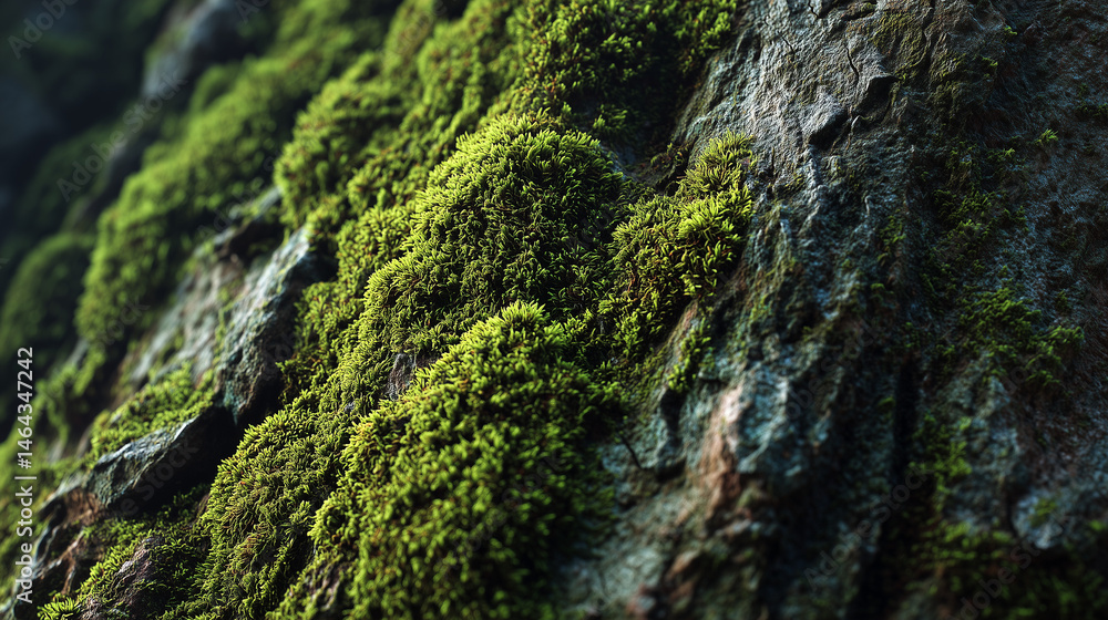 A close-up of a rock surface reveals a captivating display of vibrant green moss, showcasing nature's artistry and the textures of a geological formation. A close-up of a rock surface reveals a captivating display of vibrant green moss, showcasing nature's artistry and the textures of a geological formation.