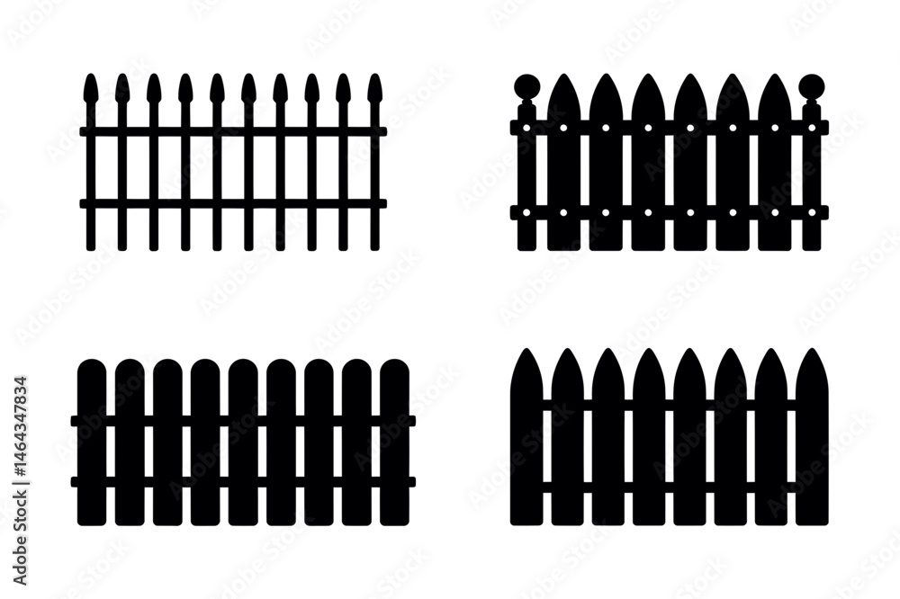 Fence designs black silhouette garden security set Fence designs black silhouette garden security set