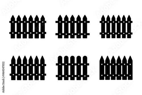 Black fence silhouette vector garden border design