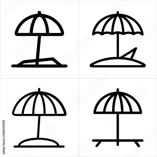 beach umbrella icon set
