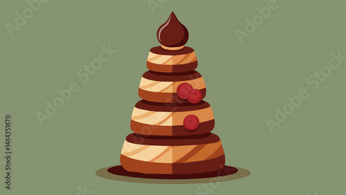 A chocolate tower constructed with layers of velvety truffles and silky ganache providing an elegant centerpiece for a highend chocolate tasting.. Vector illustration