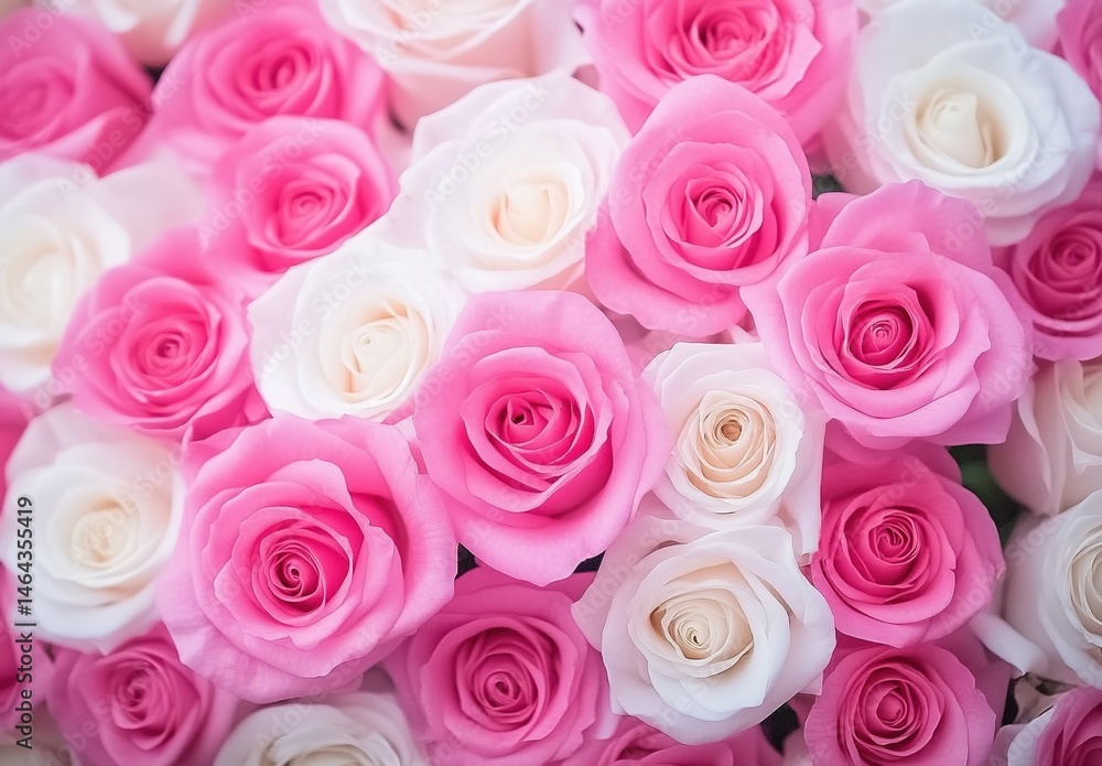 A bouquet of pink and white roses filling the frame with soft romantic aesthetics. A bouquet of pink and white roses filling the frame with soft romantic aesthetics.