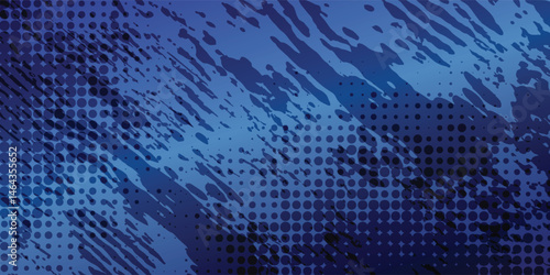 Stippled radial brush strokes. Grain dotted gradient collection. Grunge sprinkle spray texture. Dirty dust sand noise round elements. Splattered dotted overlay set. Blue splashed stains spots vector