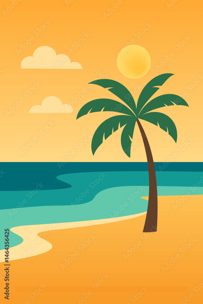 summer beach with palm tree summer beach with palm tree