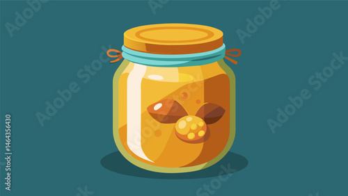 A jar of freshly made honey still warm and sticky purchased from a nearby beekeeper.. Vector illustration