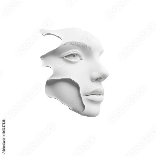 Wallpaper Mural Abstract 3D Render of a Woman's Face, Fragmentation, Identity, Minimalist Portrait Torontodigital.ca