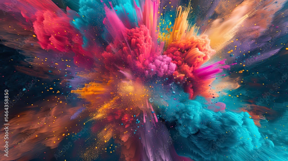 Explosive burst of vibrant colored powder Explosive burst of vibrant colored powder
