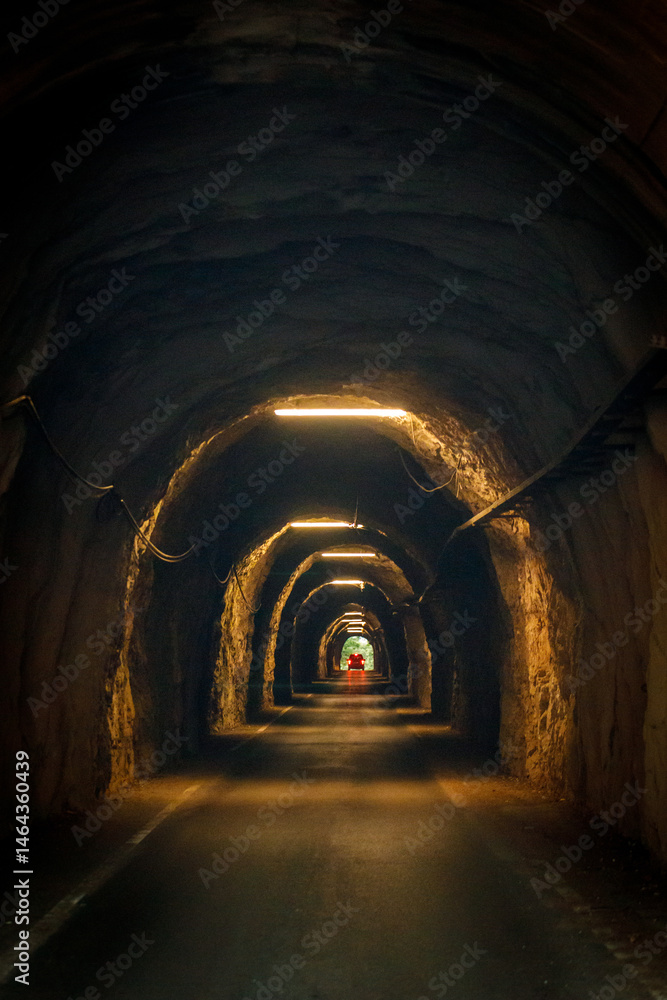 Fototapeta premium Dimly Lit Tunnel Interior 