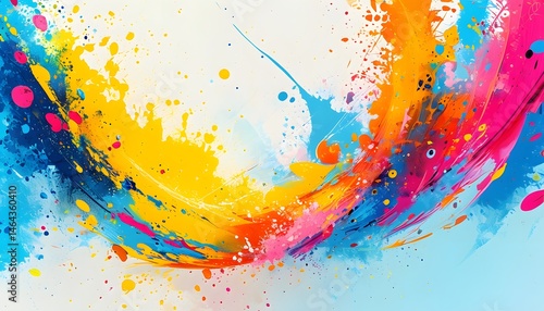 Vibrant color splash art event creative studio abstract painting bright environment artistic perspective expressive design concepts