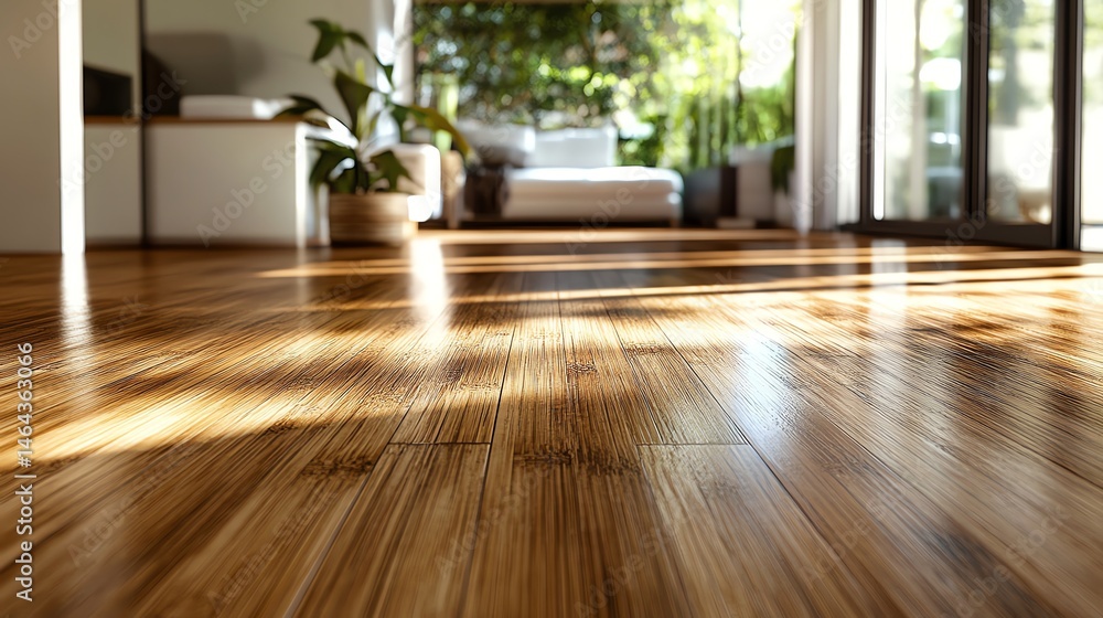 Fototapeta premium Transform your home with sustainable bamboo flooring, offering eco-friendly elegance and durability for modern interiors.