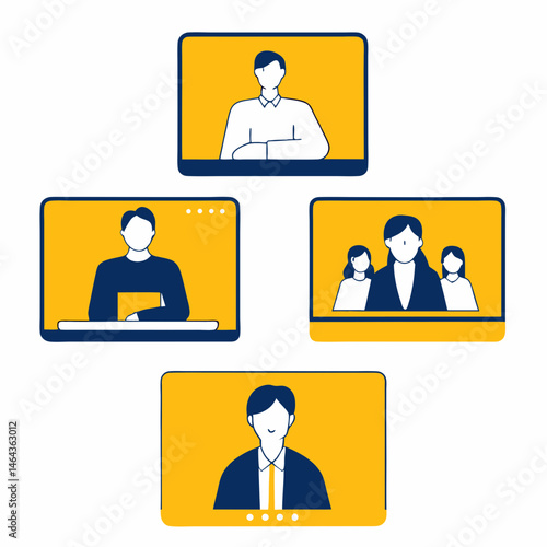 Group video conference with diverse professionals communicating online