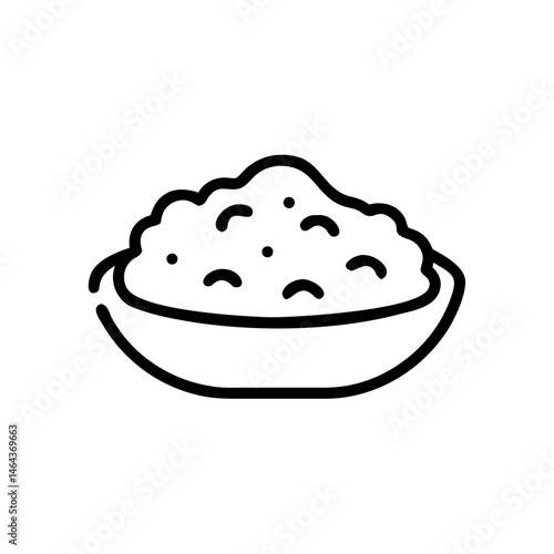 Rice Dish Illustration in Minimal Style on White Background  