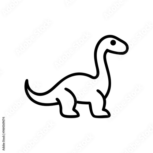 Cute dinosaur icon in simple line art style  