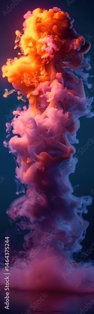 Obraz premium Cloud of smoke rising vertical background colorful background