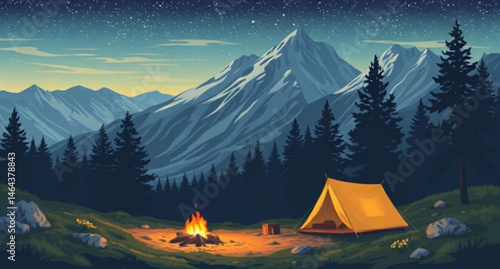 camping cartoon vector