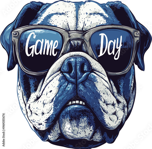 Game Day Bulldog Sublimation Design: School Mascot and Football 