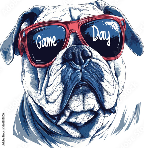 Game Day Bulldog Sublimation Design: School Mascot and Football 