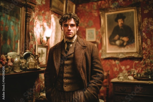 Wallpaper Mural A man in period attire, posing in a richly decorated room. Torontodigital.ca