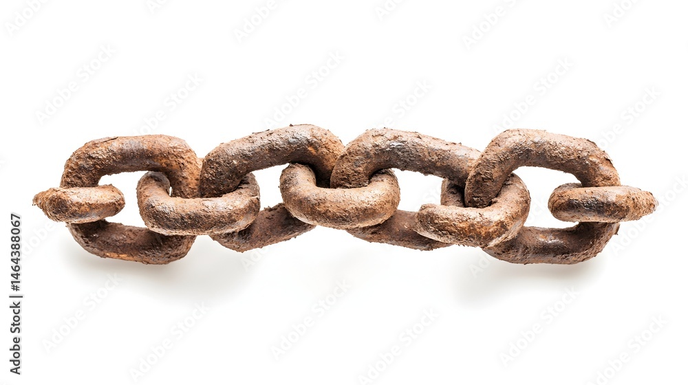 A rusty, aged metal chain segment isolated on white A rusty, aged metal chain segment isolated on white