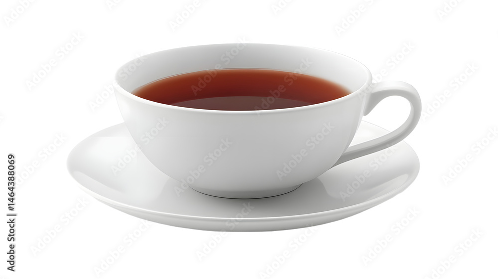 A Simple White Tea Cup on a Saucer with Steaming Hot Brown Tea for a Cozy Atmosphere A Simple White Tea Cup on a Saucer with Steaming Hot Brown Tea for a Cozy Atmosphere