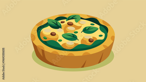 A mini frittata made with spinach mushroom and feta cheese for a proteinpacked and easytomake study snack.. Vector illustration