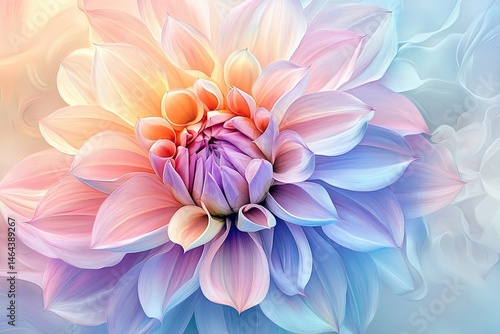 Vibrant dahlia in pastel hues