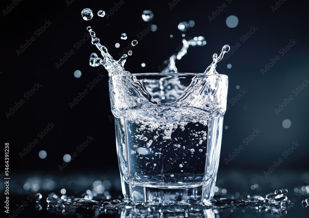 Splashing water in a glass Splashing water in a glass