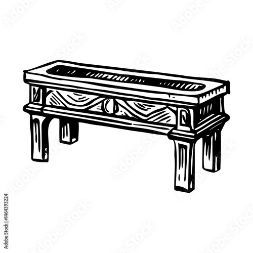 A glyph style illustration representing an altar rail