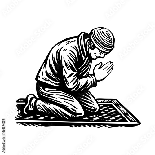 A sketchy style illustration depicting sunday prayer