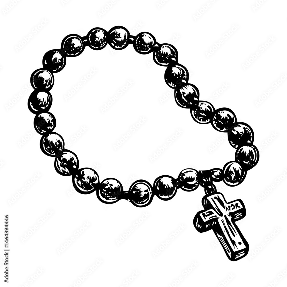 Fototapeta premium A vintage style illustration of rosary beads