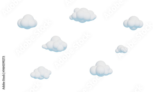 심플 카툰 구름 세트 배경  Simple Cartoon Cloud Set 