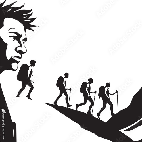 Trekking and Hiking Silhouettes Collection – Outdoor Adventure Vectors